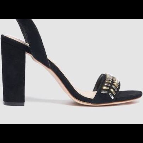 SANDRO GINA BLK LEATHER ANKLE STRAP HEELS SZ 8 - Picture 2 of 6